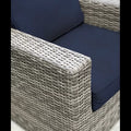 Fully Assembled Rattan Wicker 2 Person Seating Set With Cushions Gray,Grey Mix,Navy Blue Metal,Wicker