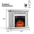 Mirrored Mantel Freestanding Electric Fireplace Heater Corner Firebox W 3D Realistic Flame Effect Mirrored Color Changing Electric Fireplace W Remote Control Silver Silver 400 Primary Living Space