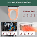 Modern Smart Toilet With Bidet Seat Built In, Intelligent Toilet Auto Open Close Seat, Foot Sensor, Led Display,Night Light, Warm Water & Dryer,White White Bathroom Modern Porcelain