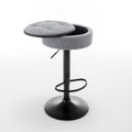 Round Storage Bar Stool Set Of 2, Grey Linen Height Adjustable Barstool, 360 Counter Height Swivel Stool, Armless Bar Chair With Metal Frame For Kitchen Counter Dining Living Room Grey Set Of 2 Foam Linen