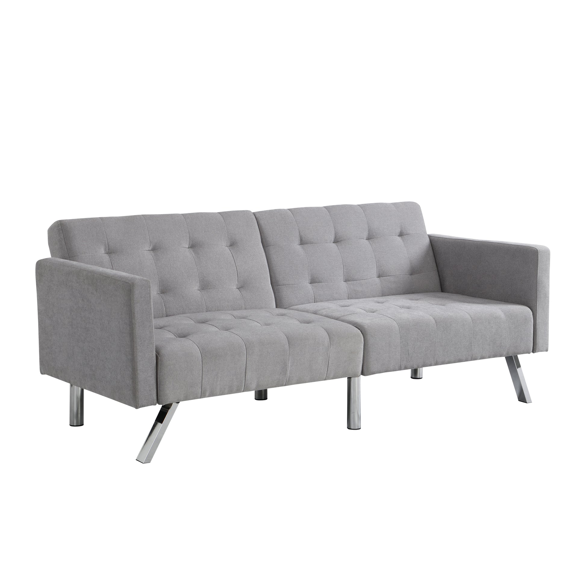 Sofa Bed Convertible Folding Light Grey Lounge Couch Loveseat Sleeper Sofa Armrests Living Room Bedroom Apartment Reading Room Light Grey Linen 2 Seat