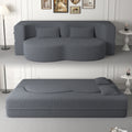 Modern Floor Sofa With 2 Pillows,Convertible Teddy Fabric Foam Filled Sleeper Sofa Bed,15