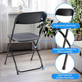 10 Pcs Folding Chair Plastic, Foldable Stackable Portable Seat With Metal Frame 330Lb Capacity, Outdoor Indoor Commercial For Party, Wedding, Event, Office, Patio, Picnic, Kitchen, Black Black