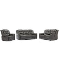 Home Theater Recliner Set Manual Recliner Chair With Wide Armrest, Two Built In Cup Holders For Living Room,Bedroom, Grey Grey Foam Pu