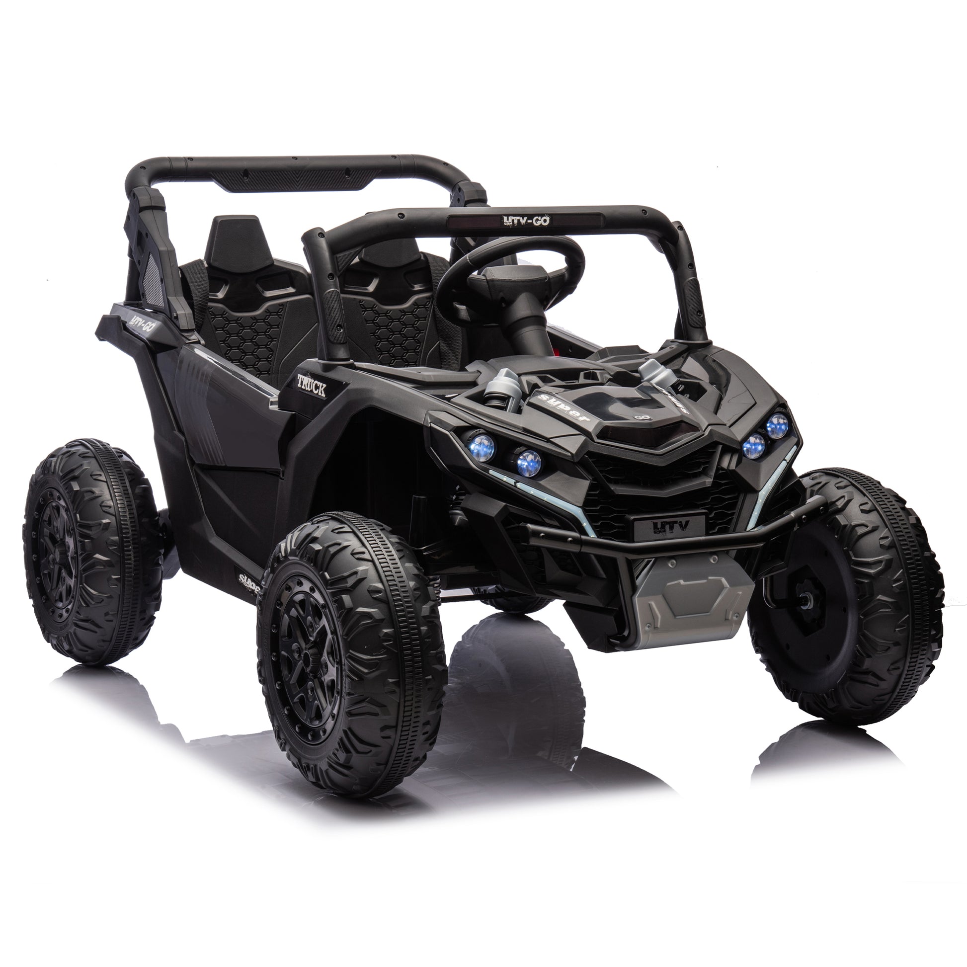 24V Two Seater Kids Ride On Utv W Parents Remote Control,Four Wheel Suspension,Slow Start,Large Wheel Design,Anti Collision Bar,Storage Space,Music,Usb,Bluetooth,Volume Control,Led Lights For Kids 3