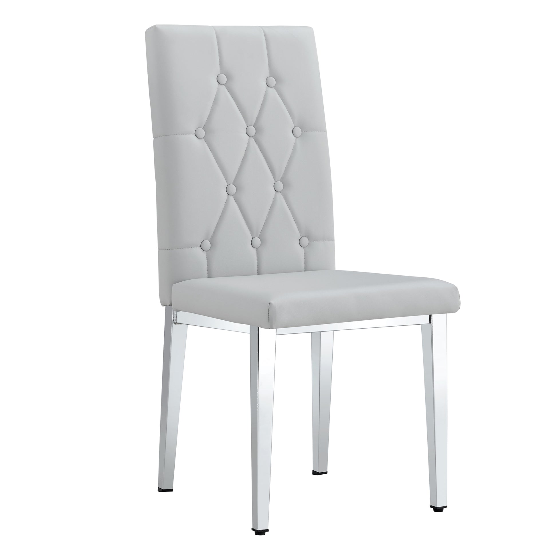 2 Piece Dining Chair, Modern Style Kitchen Upholstered High Back, Metal Leg Office Chair, Suitable For Dining Room, Office, Restaurant. Light Gray Pu
