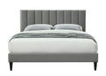 Queen Sized Channel Bed In A Box W Usb Gray Upholstered