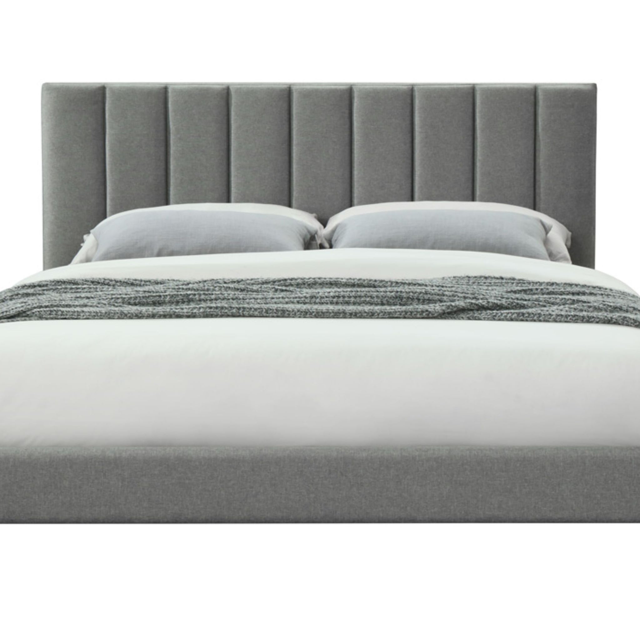 Twin Sized Channel Bed In A Box W Usb Gray Upholstered