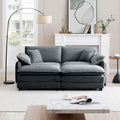 Two Seater Theater Sofa With 2 Footrest, 2 Seater Sofa With Ottoman For Small Living Spaces,Grey Corduroy Grey Corduroy 2 Seat