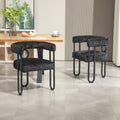 Coolmore Contemporary Designed Velvet Fabric Upholstered Accent Dining Chair Barrel Side Chairs Kitchen Armchair For Living Room Set Of 2 Black Chenille Black Foam Chenille