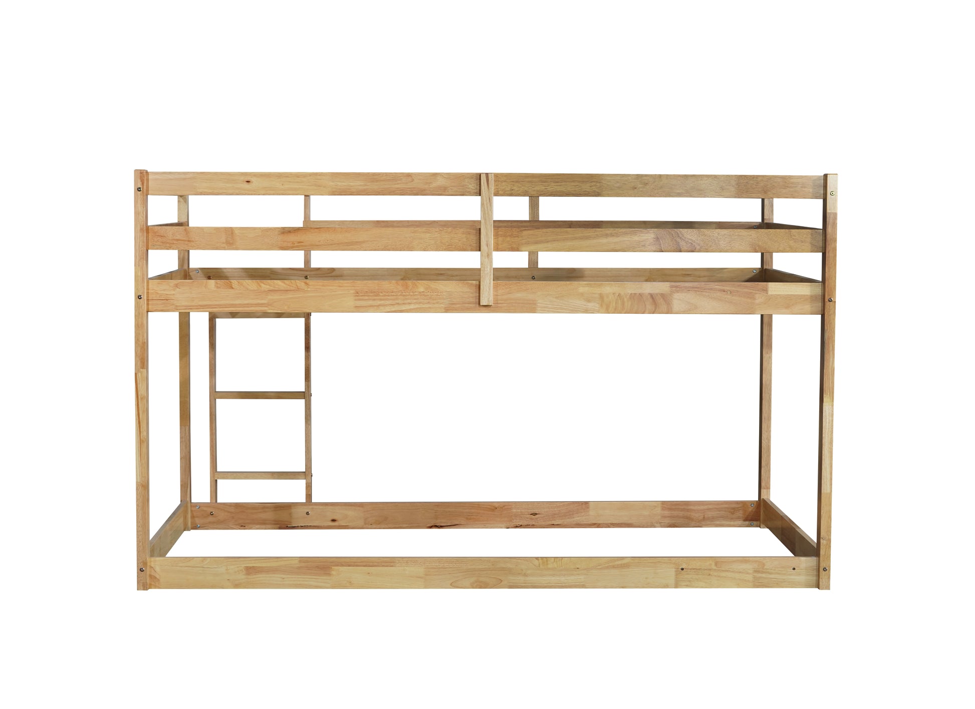 Solid Wooden, Solid Rubber Wooden Twin Over Twin Loft Bed With Ladder, With Bed Platform Of Strengthened Slatsnatural Twin Natural Rubber Wood