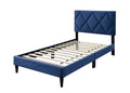 Full Size Bed W Adjustable Headboard 1Pc Bedframe, Navy Blue Velvet Upholstered Youth Bedroom Furniture Box Spring Not Required Full Navy Blue Wood Bedroom Classic,Contemporary,Mid Century Modern,Modern Bed Frame Foam Velvet Particle Board Mdf