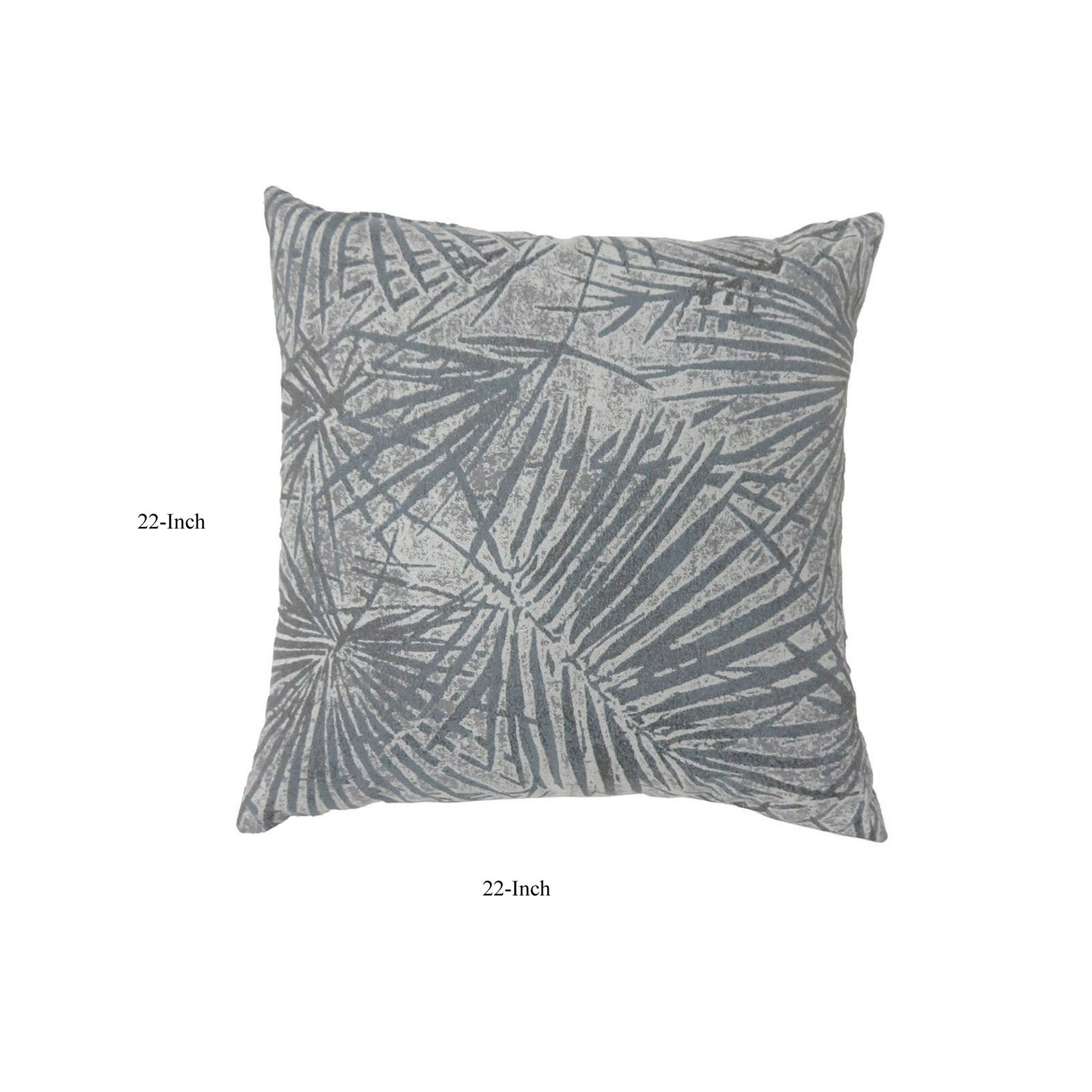 Contemporary Style Palm Leaves Designed Set Of 2 Throw Pillows, Gray Gray Polyester