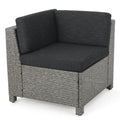 Puerta V Shape Sectional Corner & Coffee Table Black Gray Iron