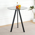 Modern Kitchen Glass Dining Table Round Tempered Glass Grey 31.5