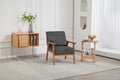 Leisure Chair With Solid Wood Armrest And Feet, Leisure Chair, Wood Frame, Velvet, L, Solid Rubber Wood Legs, Mid Century Modern Accent Chair, For Living Room Bedroom Studio Chair Dark Gray Corduroy