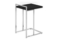 Accent Table, C Shaped, End, Side, Snack, Living Room, Bedroom, Black Laminate, Chrome Metal, Contemporary, Modern Black Particle Board