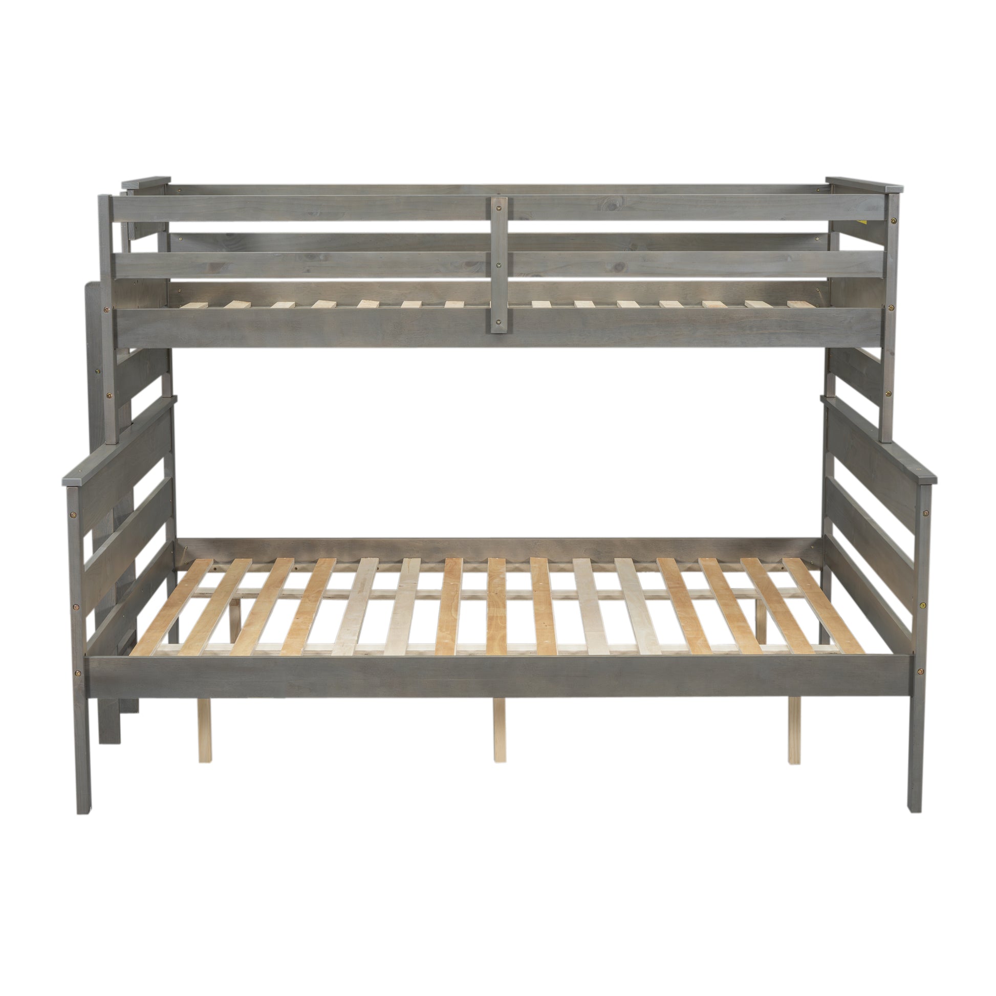 Wood Twin Xl Over Queen Bunk Bed With Ladder, Gray Twin Xl Box Spring Not Required Gray Wood Bedroom Bunk Solid Wood Mdf