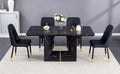 Table And Chair Set.This Modern Dining Table With Mdf Marbled Design Gives You A Luxurious And Elegant Feel.Paired With Multiple Chairs With Pu Artificial Leather Backrest Cushions And Black Legs. Black Seats 4 Mdf