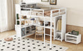 Metal Loft Bed With Wardrobe And L Shaped Desk, Full Size Loft Bed With Storage Cubes And Shelves, Heavy Duty Loft Bed For Kids Teens Adults, White Pre Sale Date: August 10Th Full Off White Metal