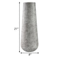 Fin 21 Inch Cylindrical Metal Vase, Subtly Textured, Antique Gray White White Metal