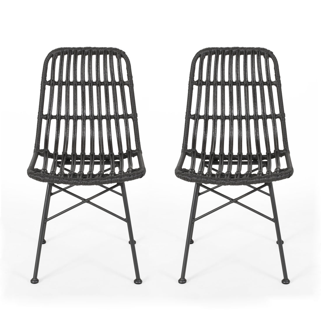 Sawtelle Chair Grey Rattan Metal