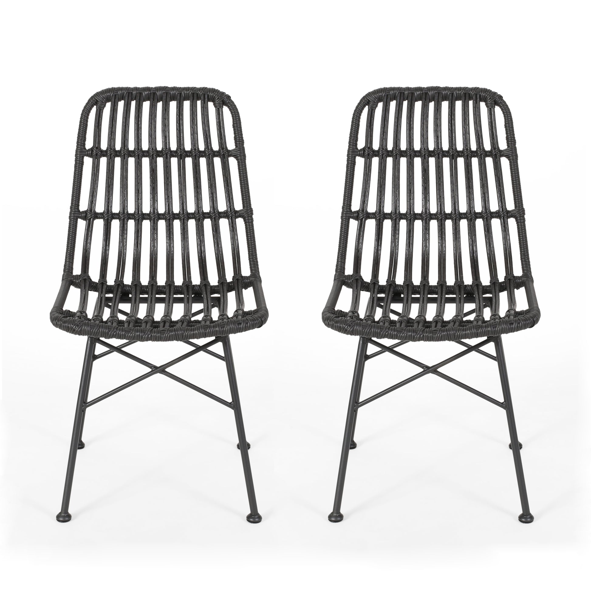 Sawtelle Chair Grey Rattan Metal