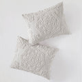 3 Piece Tufted Cotton Chenille Medallion Comforter Set Grey King Cal King King Grey Cotton