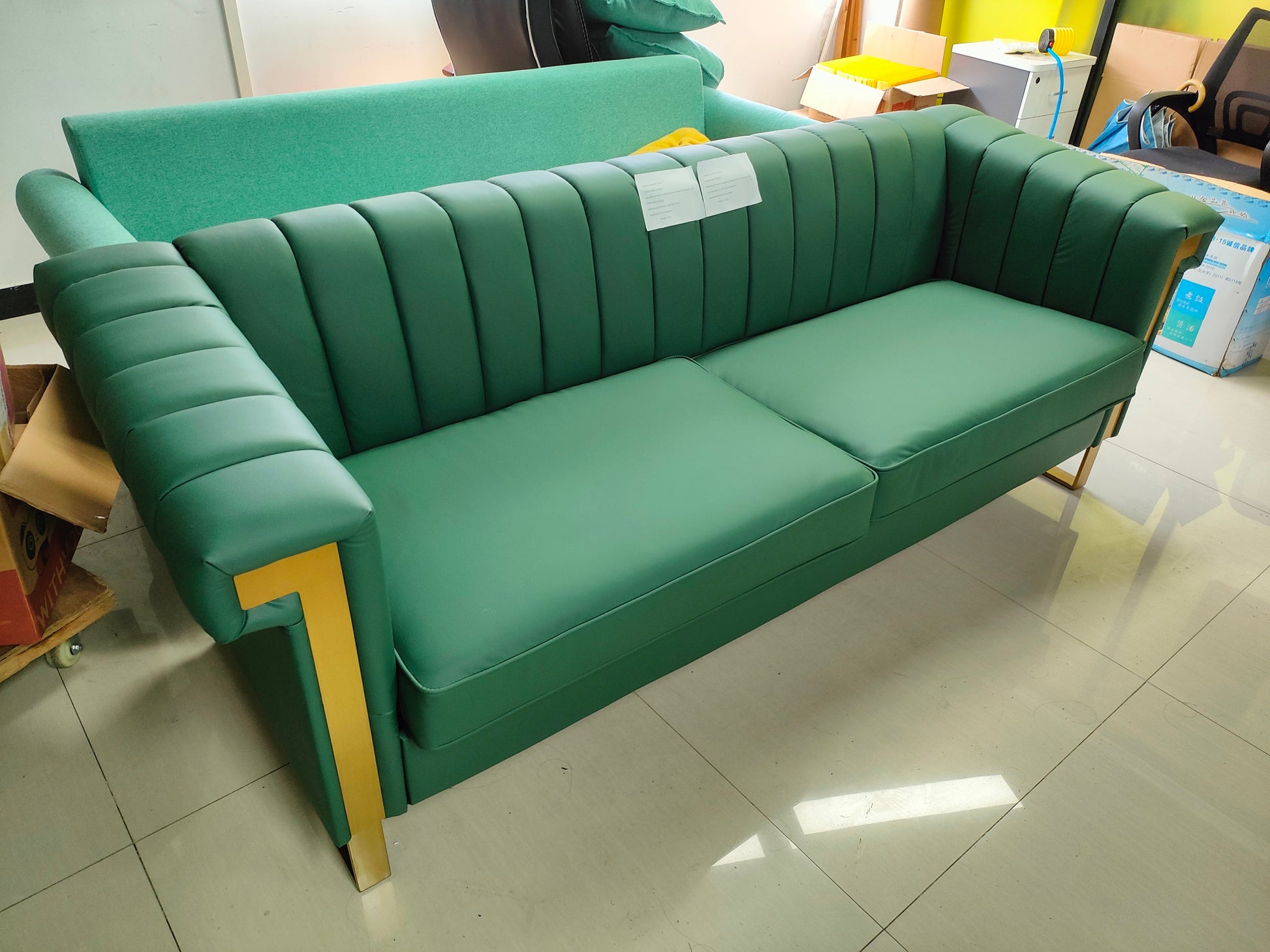 Fx P81 Cw2 Sofa Modern Cream Velvet Sofa With Gold Accents Sleek Channel Tufted Upholstery, 3 Seat Couch For Living Room And Office Decor Temu Suitable Cream White Velvet 3 Seat