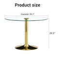 A 39.7 Inch Diameter Glass Top And A Modern, Minimalist Round Dining Table With Gold Metal Legs. Ideal For Dining Rooms, Living Rooms And Meeting Rooms. Model: Dt 1166 Gold Glass Metal