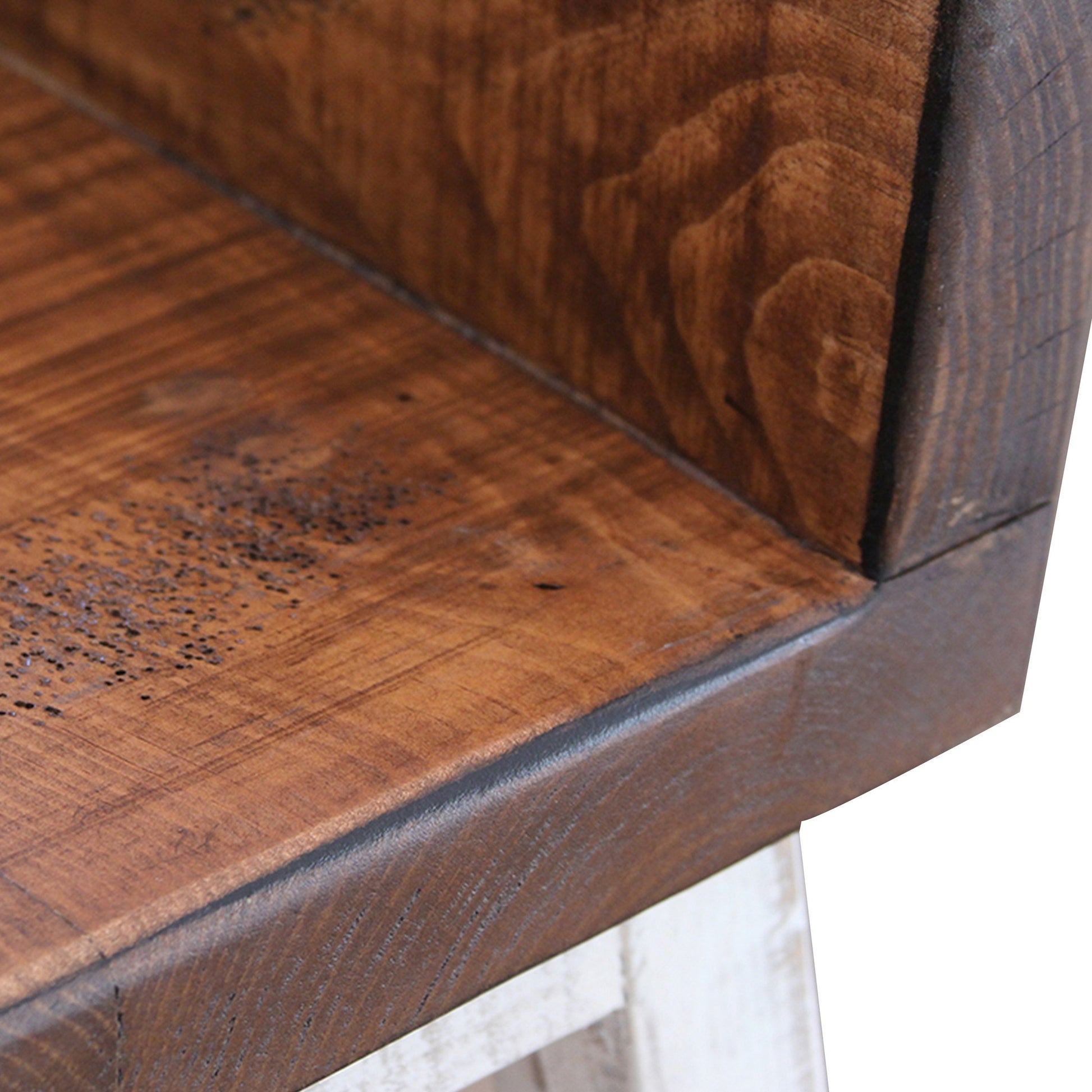 Ata 24 Inch Counter Height Stool, Lacquer Finish, Pine Wood, Brown, White Brown White Solid Wood