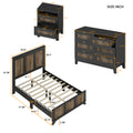 4 Pieces Bedroom Sets, Full Size Farmhouse Platform Bed With Wooden Strip Decoration, Storage Nightstand And Dresser With Metal Handle, Black Full Black 4 Piece Set Particle Board