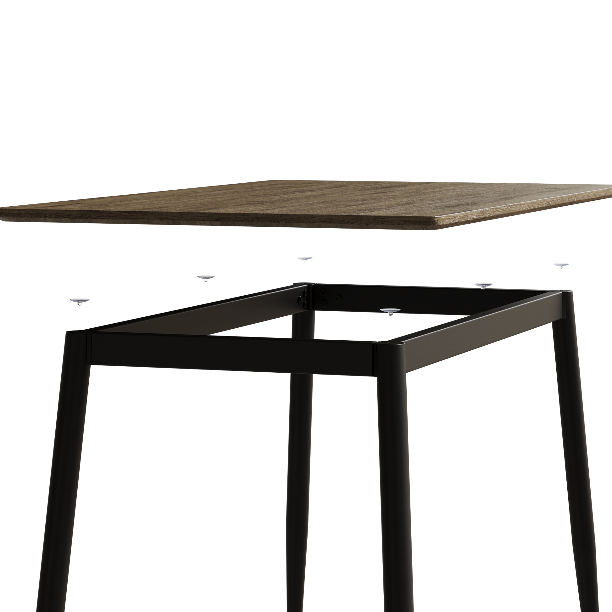 Modern Minimalist Wood Grain Tabletop Dining Table, Stylish Dining Table, Kitchen Dining Table, Sturdy And Durable, Easy To Assemble, Black Metal Leg Design, Suitable For 4 6 People, Suitable For