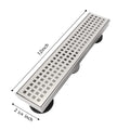 12 Inches Linear Shower Drain With Removable Quadrato Pattern Grate, 304 Stainless Shower Drain Included Hair Strainer And Leveling Feet Brushed Nickel Stainless Steel