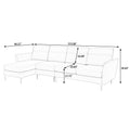 Modern Sofa 3 Seat Couch With Stainless Steel Trim And Metal Legs For Living Room,Package Compression Sofa Technology,Gray Gray Foam 3 Seat