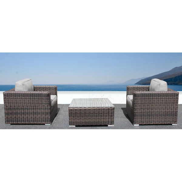 Fully Assembled 2 Person Rattan Wicker Seating Set With Cushions Brown,Gray Metal,Wicker