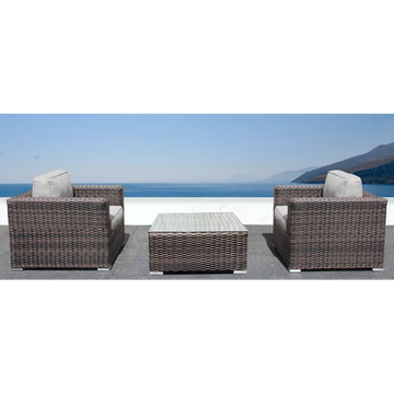 Fully Assembled 2 Person Rattan Wicker Seating Set With Cushions Brown,Gray Metal,Wicker