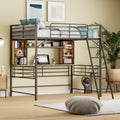 Full Size Loft Bed With Desk And Shelfloft Bed With Ladder,Full,Black Full Black Metal