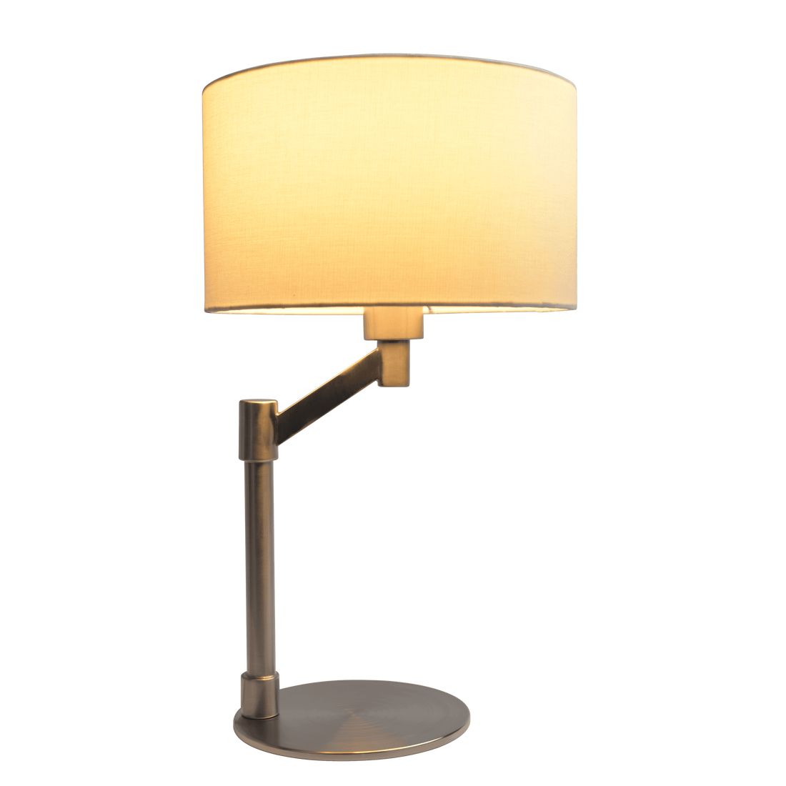 Horizon Brushed Nickel Table Lamp With On Off Switch Curved Metal Base Linen Shade Silver,White Table&Floor Lamps Linen,Metal