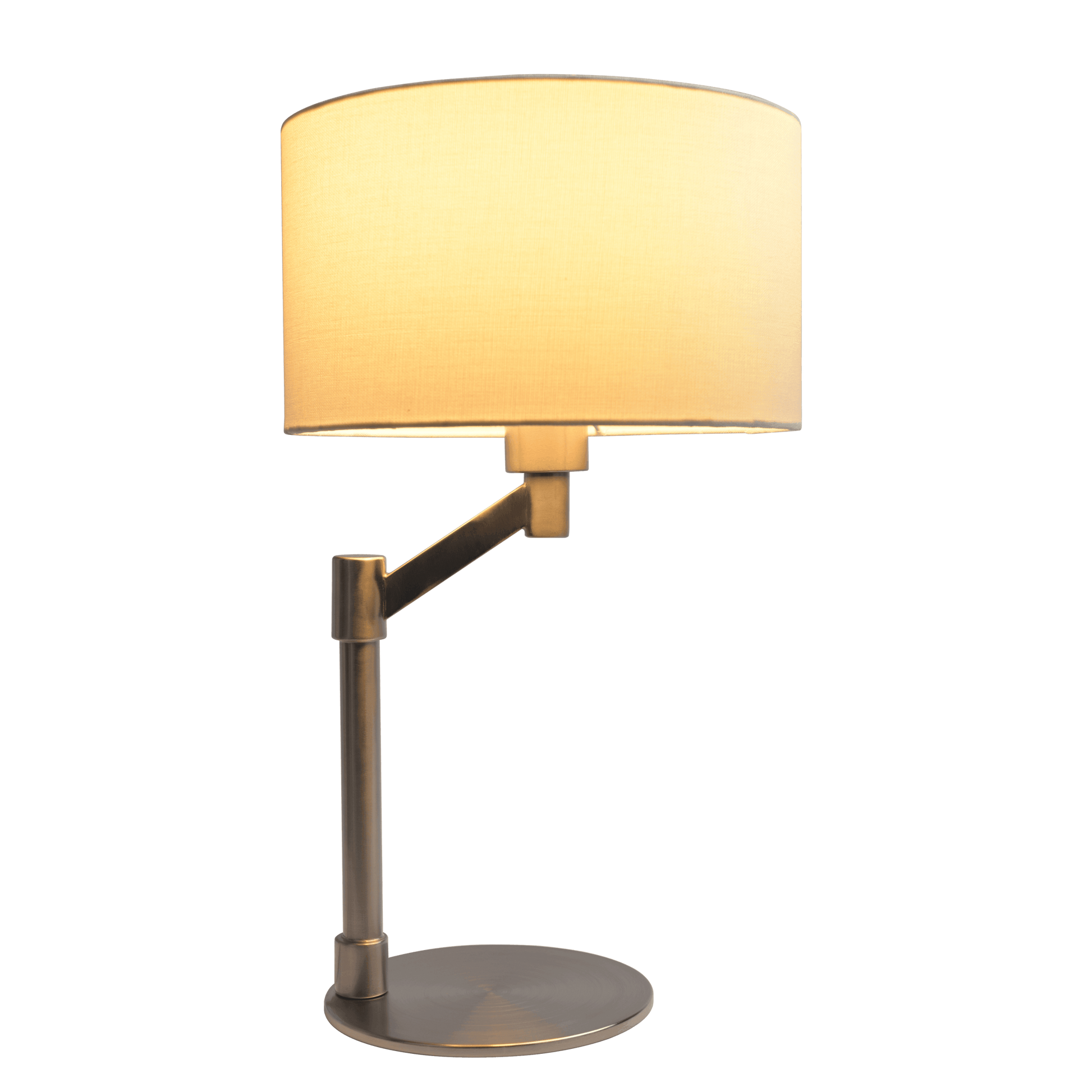 Horizon Brushed Nickel Table Lamp With On Off Switch Curved Metal Base Linen Shade Silver,White Table&Floor Lamps Linen,Metal