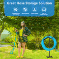 Garden Hose Holder Freestanding, Water Hose Holders With Storage Basket Detachable Garden Hose Stand Heavy Duty For Outside Lawn Yard Black Metal