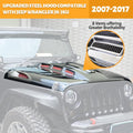 The Avenger Style Replacement Hood Compatible With 2007 2018 Jeep Wrangler Jk Jku Unlimited Rubicon Black Black Steel