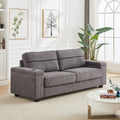 86.5 Inch Sofa Couch Deep Seat Sofa With Two Storage Spaces, T Pyce Charging Portsusb Charging Ports & 2 Cup ,Corduroy 3 Seater Couch, Modern Sofas For Living Room Grey Foam Corduroy 3 Seat