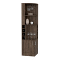 Corner Bar Cabinet, Two External Shelves, Dark Walnut Brown Solid Wood Mdf Engineered Wood