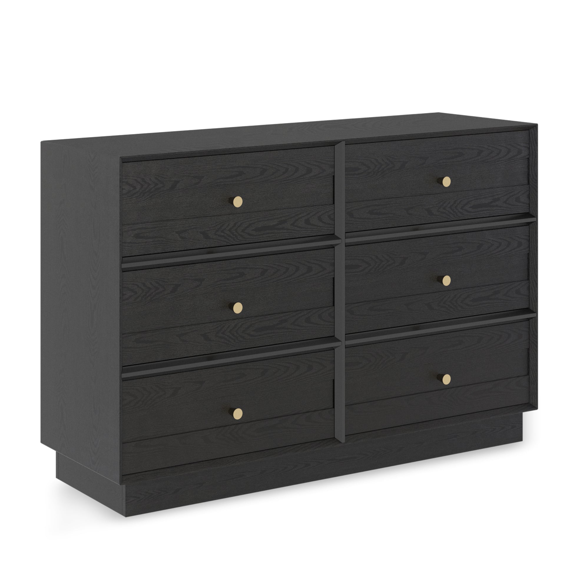 6 Drawer Dresser, Modern Closet Dressers Chest Of Drawers With Crystal Knobs & Decorative Painted Strip Black Black Wood