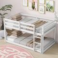 Solid Wooden, Solid Rubber Wooden Twin Over Twin Loft Bed With Ladder, With Bed Platform Of Strengthened Slats,White Twin White Rubber Wood