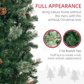 Homcom 9.5 Foot Pencil Artificial Christmas Tree, Slim Pine Needles Xmas Tree With Realistic Branches, Pine Cones, Metal Base, Green Green Plastic