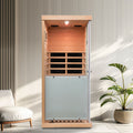 Large Glass Mini Hemlock Sauna With Left Door Opening Natural Wood Metal & Wood