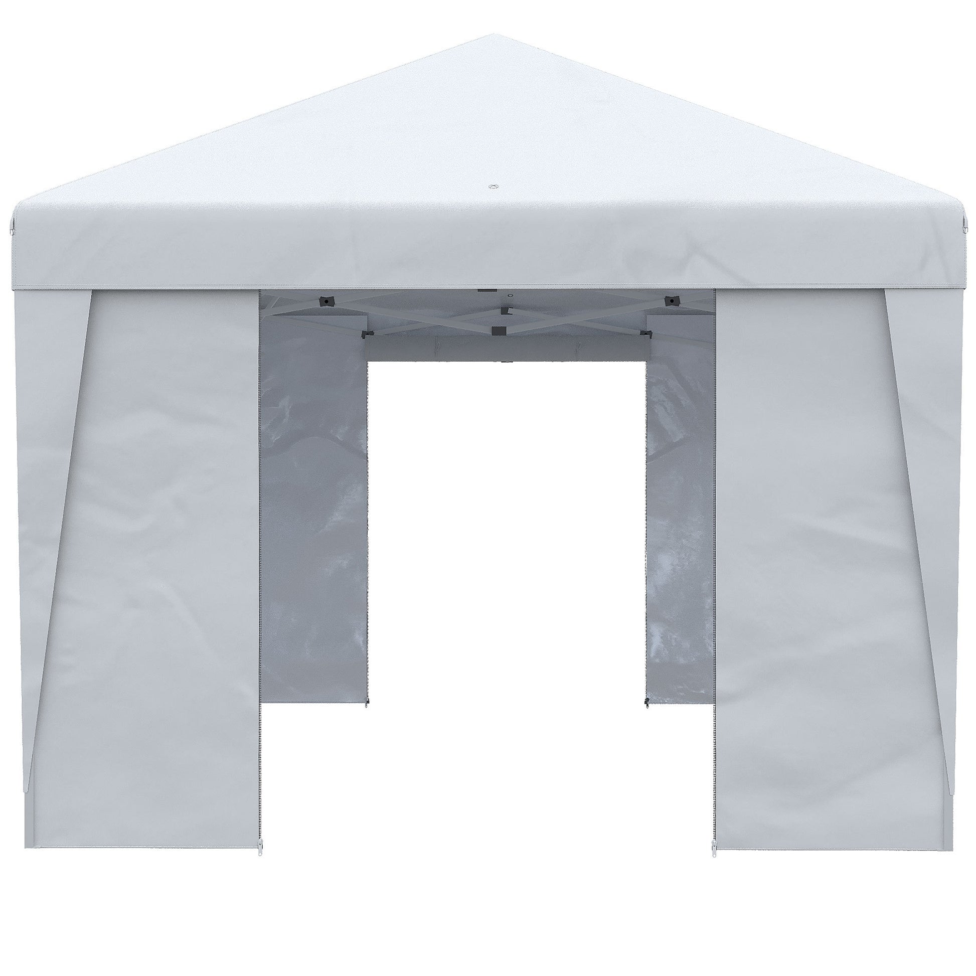 Outsunny 10' X 19.5' Pop Up Canopy Tent With Sidewalls, Height Adjustable Large Party Tent Event Shelter With Leg Weight Bags, Double Doors And Wheeled Carry Bag For Garden, Patio, White White Steel