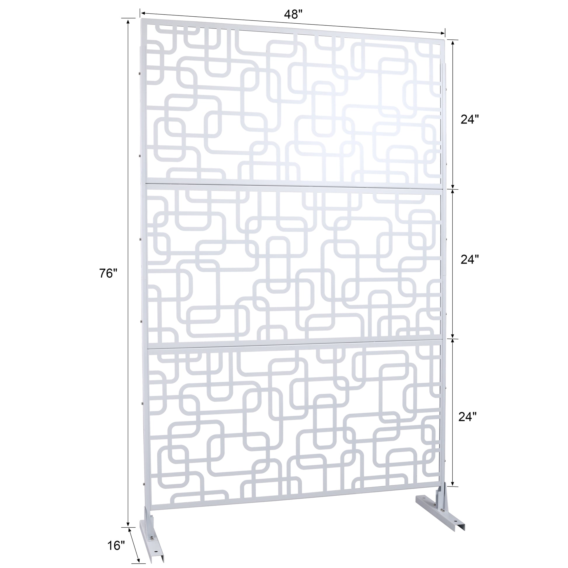 Outdoor & Indoor Privacy Screen Metal Privacy Screen 76" H 48" W, Freestanding Decorative Privacy Screen For Deck Balcony Patio, Privacy Fence Panels For Outside Lawn Garden Ps114 White White Steel